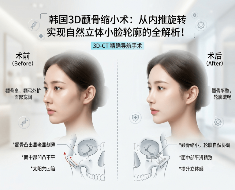 颧骨高显得刻薄、脸宽不上镜？｜韩国3D颧骨缩小术如何从内推旋转实现自然轮廓改变？