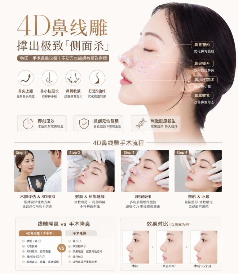 4D鼻线雕撑出极致「侧面杀」｜韩国非手术鼻雕攻略｜不动刀也能拥有精致侧颜