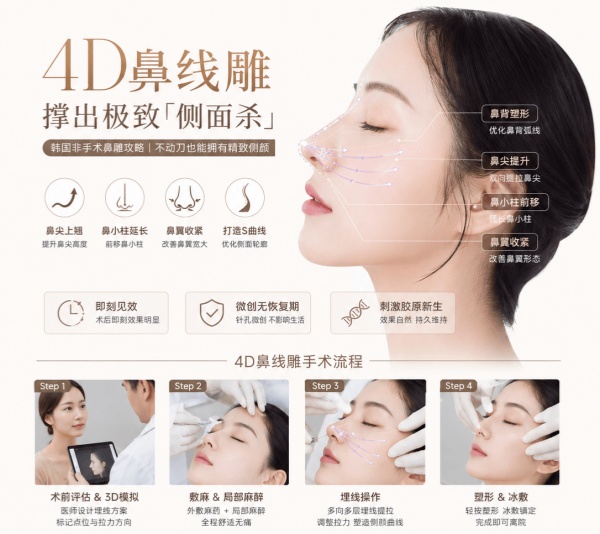 4D鼻线雕撑出极致「侧面杀」｜韩国非手术鼻雕攻略｜不动刀也能拥有精致侧颜