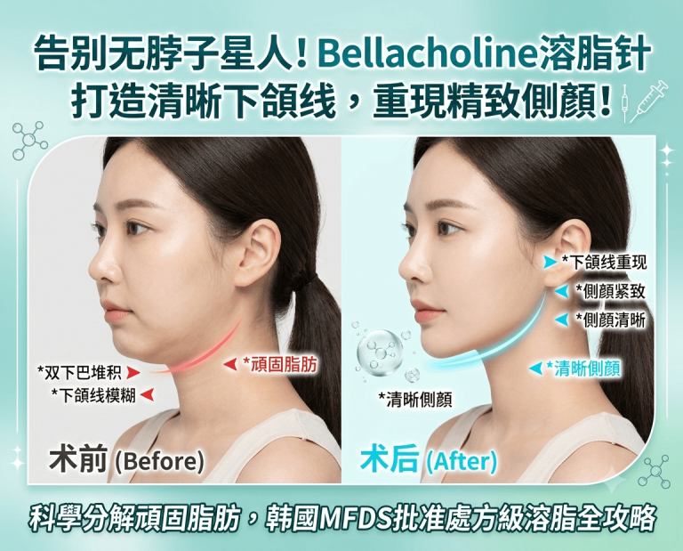 拍侧脸永远要缩下巴、P图拉半小时下颌线？｜韩国Bellacholine溶脂针如何分解顽固脂肪、重现清晰侧颜？