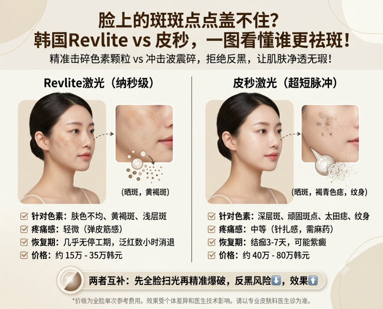 粉底盖不住的斑斑点点？韩国Revlite激光和皮秒，到底哪个更管用？