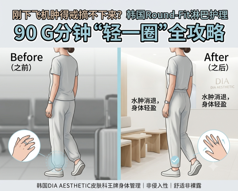 刚下飞机肿到连戒指都摘不下来？｜韩国Round-Fit淋巴护理让身体在90分钟内“轻一圈”