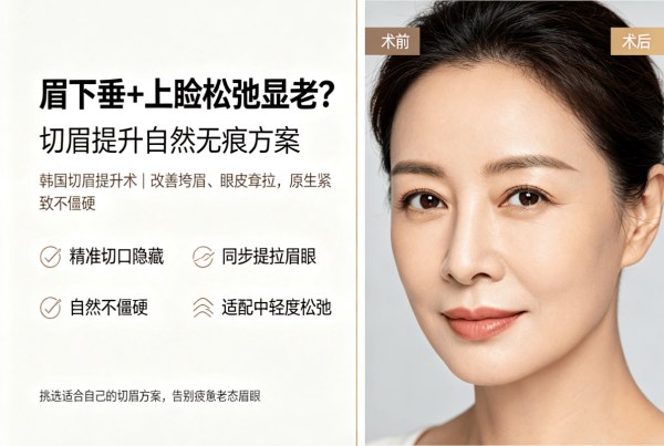 眉形下垂上睑松弛？韩国切眉提升术怎么选才自然