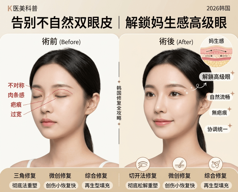 告别不自然双眼皮｜解锁妈生感高级眼——韩国双眼皮修复全攻略