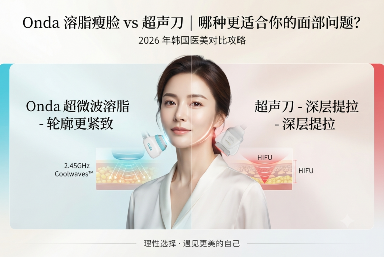 Onda溶脂瘦脸 vs 超声刀｜哪种更适合你的面部问题？2026年韩国医美对比攻略