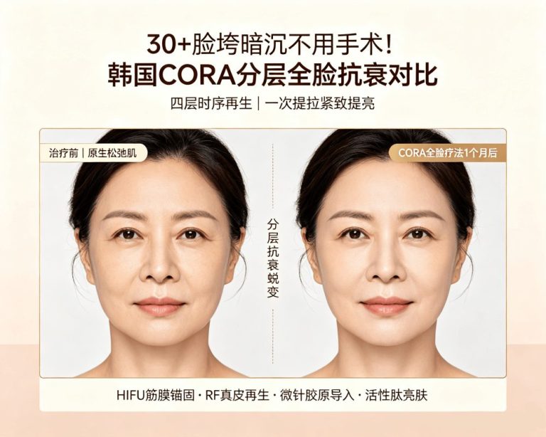 30+ Sagging, Loose Skin, Dull Tone? Korean CORA Full‑Face Therapy – Layered Rejuvenation in One Step, No Surgery