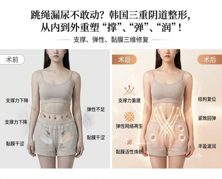 跳绳漏尿不敢动？韩国三重阴道整形，从支撑、弹性、黏膜三维修复