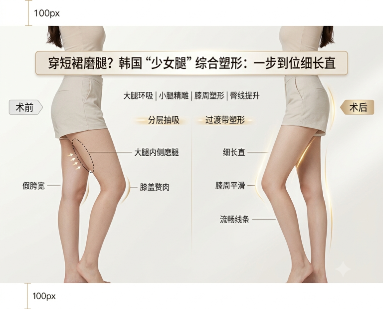 穿短裙大腿内侧总磨腿？韩国“少女腿”综合塑形，一步到位细长直