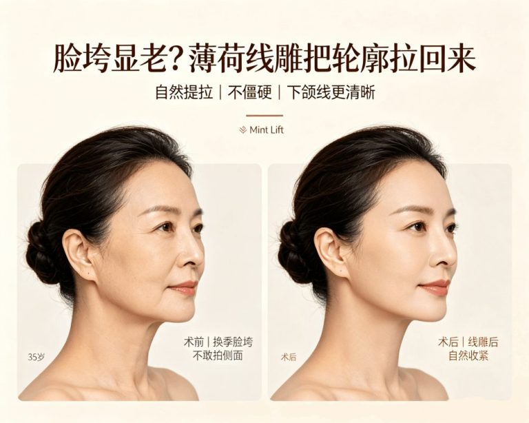 换季脸垮不敢照侧面？韩国薄荷线雕，微创锚固筋膜自然提拉
