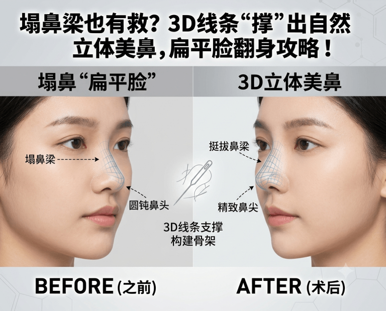告别塌鼻梁的“扁平脸”｜3D线条鼻子整形如何打造立体鼻型？全解析