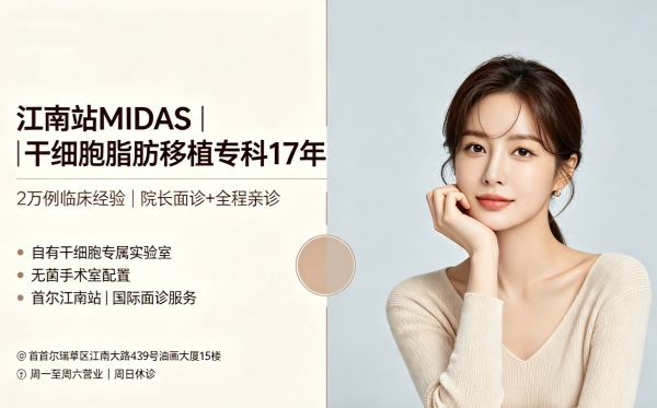 Which Gangnam Station Clinic Is Best? MIDAS – Stem Cell Fat Grafting + 20,000 Cases + Direct Surgery Principle (2026)