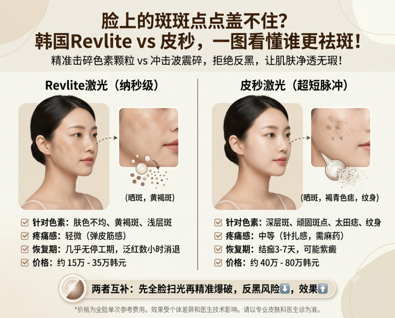 粉底盖不住的斑斑点点？韩国Revlite激光和皮秒，到底哪个更管用？