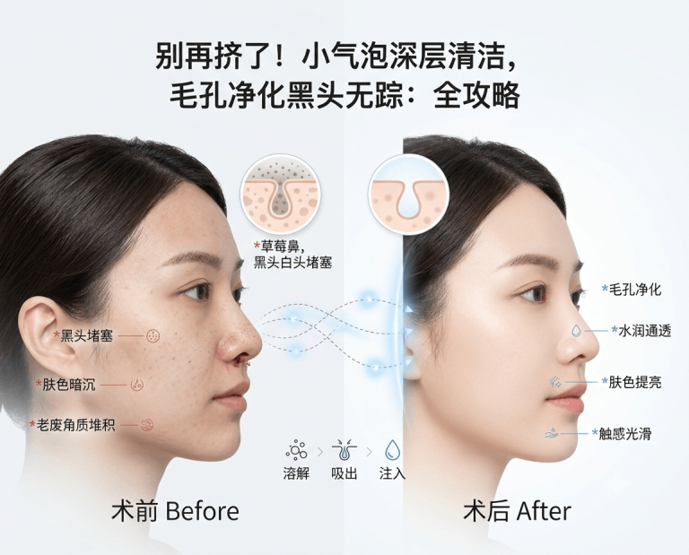 黑头白头挤不完、脸永远洗不干净？｜韩国小气泡全脸项目如何实现深层清洁+毛孔净化？