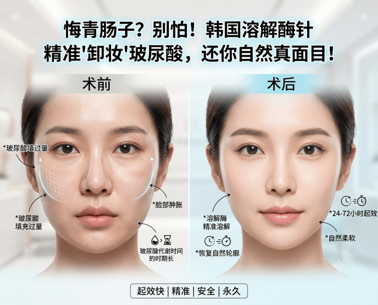 玻尿酸打多了、填坏了、脸僵了怎么办？｜韩国溶解酶针如何精准溶解玻尿酸、恢复自然面容？
