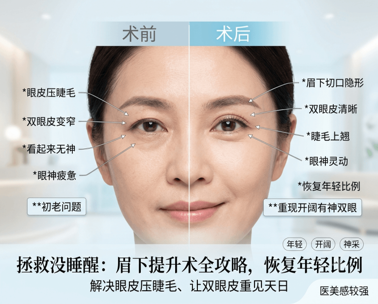 眼皮压睫毛、双眼皮越变越窄、看起来总是没睡醒？｜韩国眉下提升术如何恢复眉眼年轻比例？