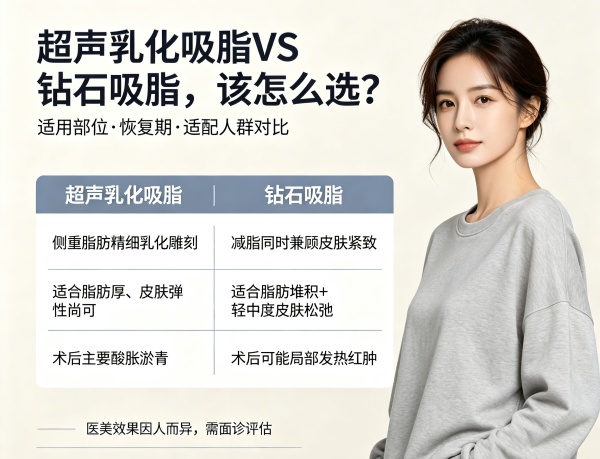 超声乳化吸脂和钻石吸脂的区别：怎么选？适用部位与恢复期对比