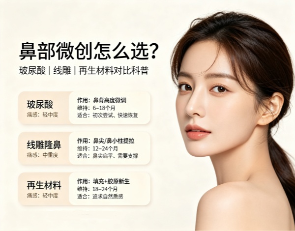 鼻部微创提升方式对比：玻尿酸、线雕、再生材料怎么选？一篇读懂差异与适用人群